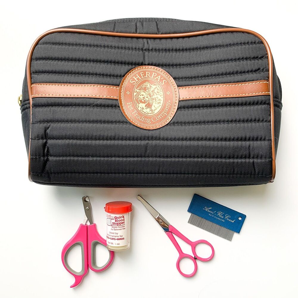 Dog Grooming Kit Pouch w/ Blunt-Nose Scissors Nail Clippers Ancol Flea Comb Etc.